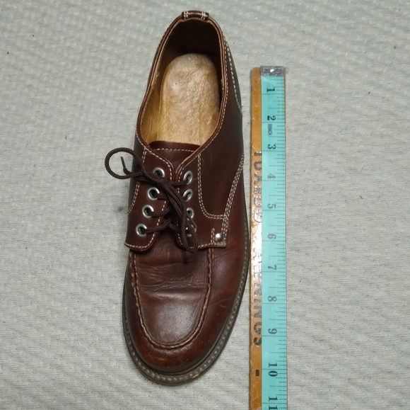 Vintage 80s RARE J. Crew Leather Moctoe Derby's  Sz 7.5 Cork rubber soles - Picture 6 of 7